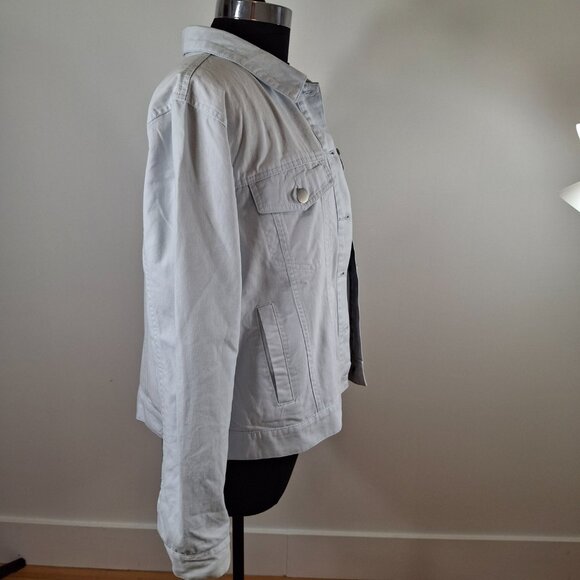 Womens Forever 21 Oversized Utility Jacket Sz XXL Baby Blue Casual Classic - Picture 3 of 12